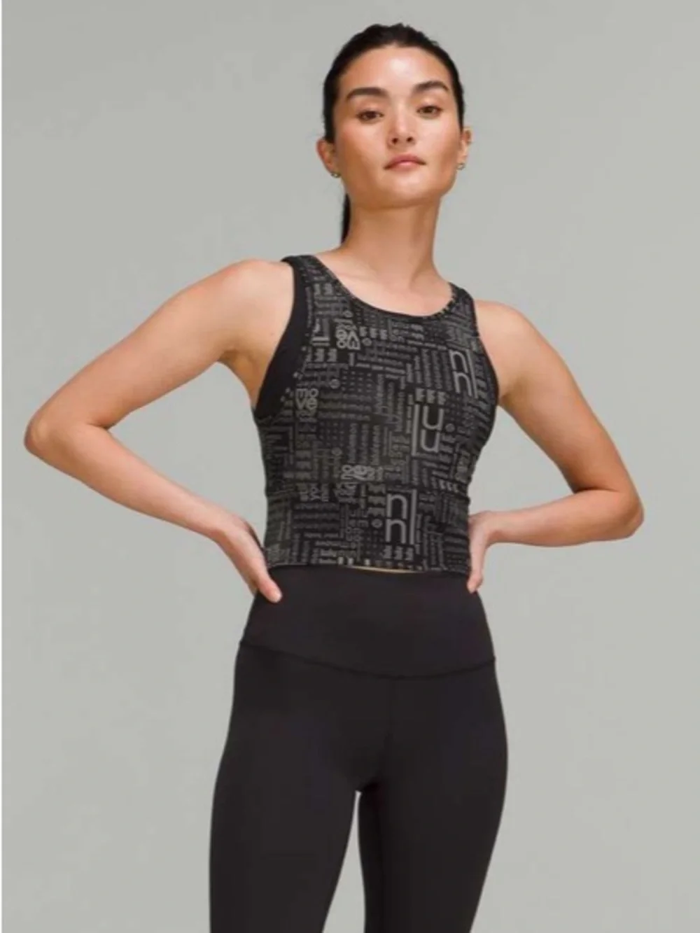 Lululemon Power Pivot Everlux Tank Top *Motif Ombre Black Multi Size Large